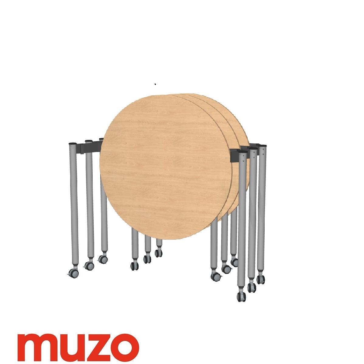 Muzo Tall Kite® Standing Height Mini Mobile Flip-Top Folding/Nesting Table, 42" Full Circle