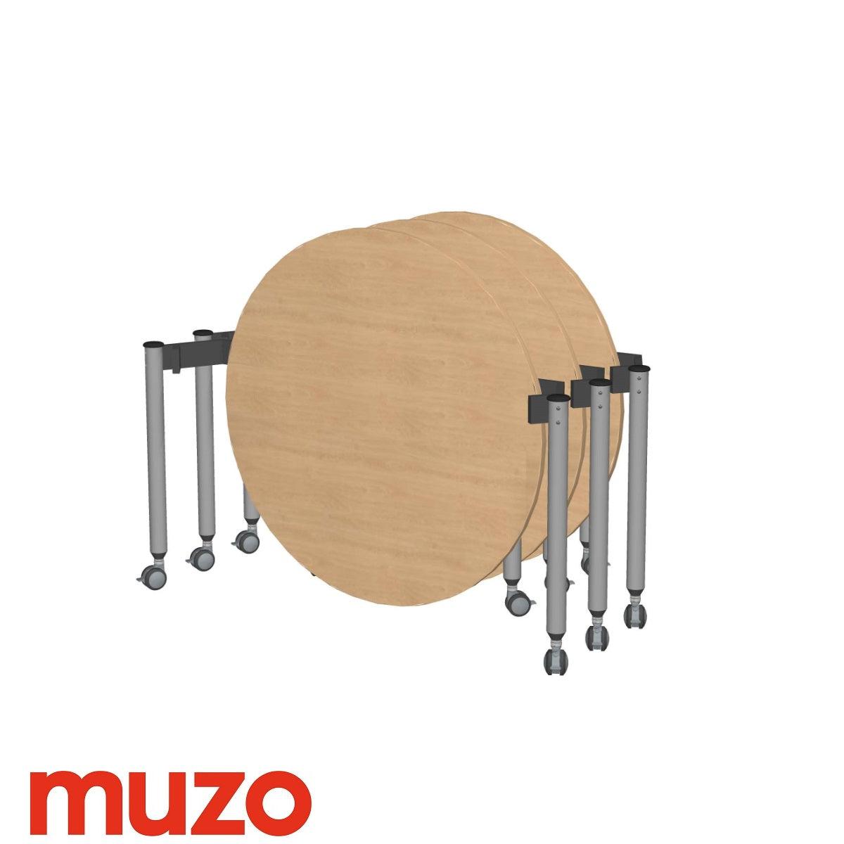 Muzo Kite® Mini Mobile Flip-Top Folding/Nesting Table, 42" Full Circle, 29" H