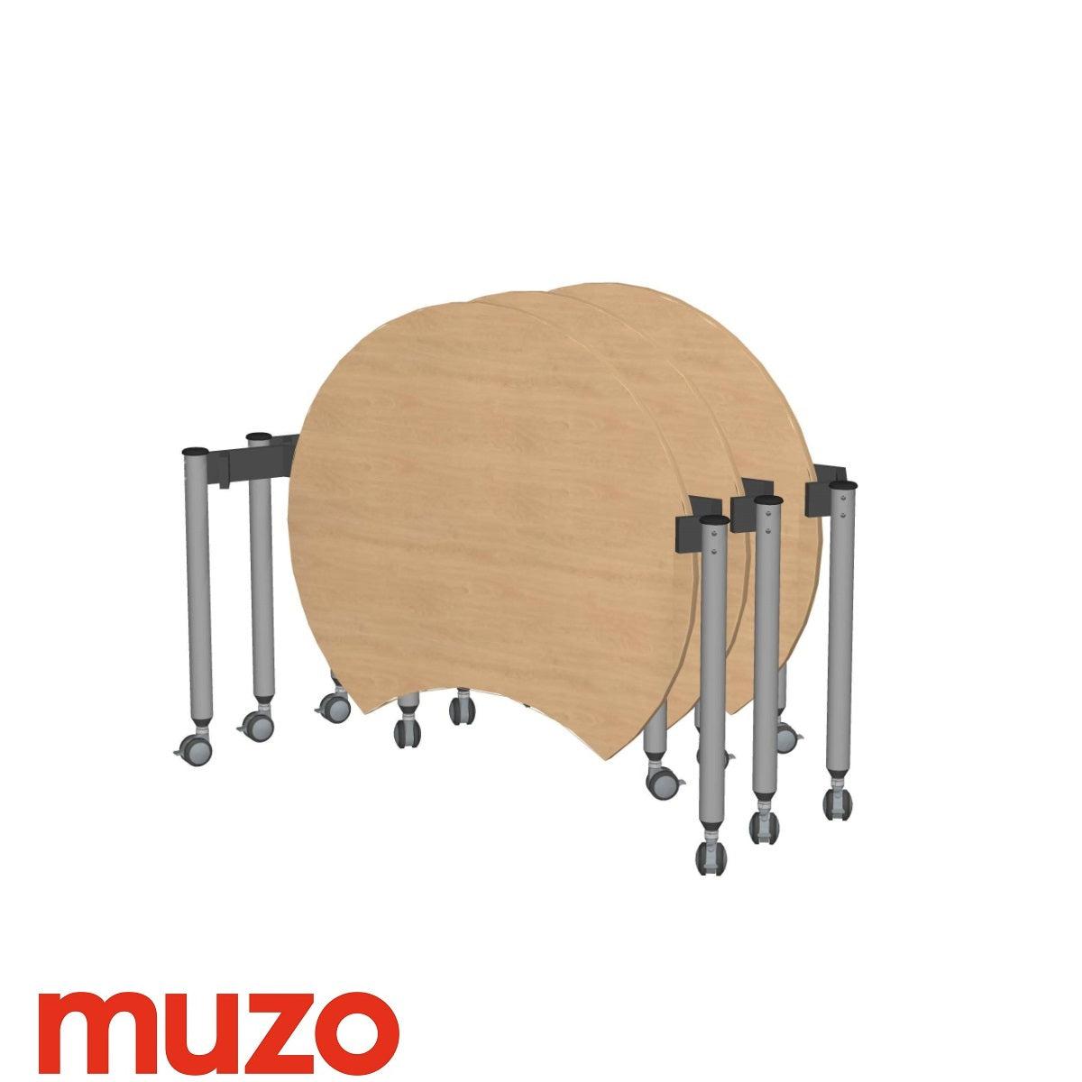 Muzo Kite® Mini Mobile Flip-Top Folding/Nesting Table, 34" Crescent
