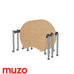 Muzo Kite® Mini Mobile Flip-Top Folding/Nesting Table, 42" Crescent