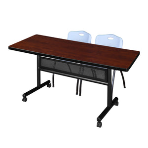 Kobe Flip Top Privacy Training Table and Chair Package, Kobe 72" x 30" Flip Top Mobile Nesting Table with Modesty Panel and 2 "M" Stack Chairs