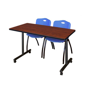 Kobe Mobile Training Table and Chair Package, Kobe 48" x 24" Mobile T-Base Training/Seminar Table with 2 "M" Stack Chairs