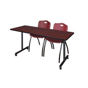 Kobe Mobile Training Table and Chair Package, Kobe 60" x 24" Mobile T-Base Training/Seminar Table with 2 "M" Stack Chairs