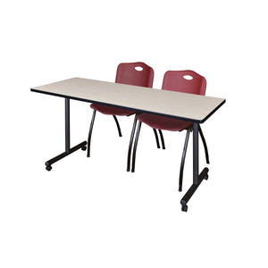 Kobe Mobile Training Table and Chair Package, Kobe 60" x 24" Mobile T-Base Training/Seminar Table with 2 "M" Stack Chairs