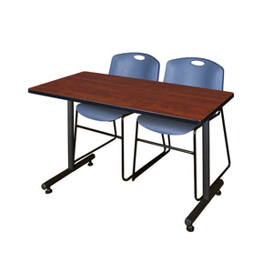 Kobe Training Table and Chair Package, Kobe 48" x 24" T-Base Training/Seminar Table with 2 Zeng Stack Chairs