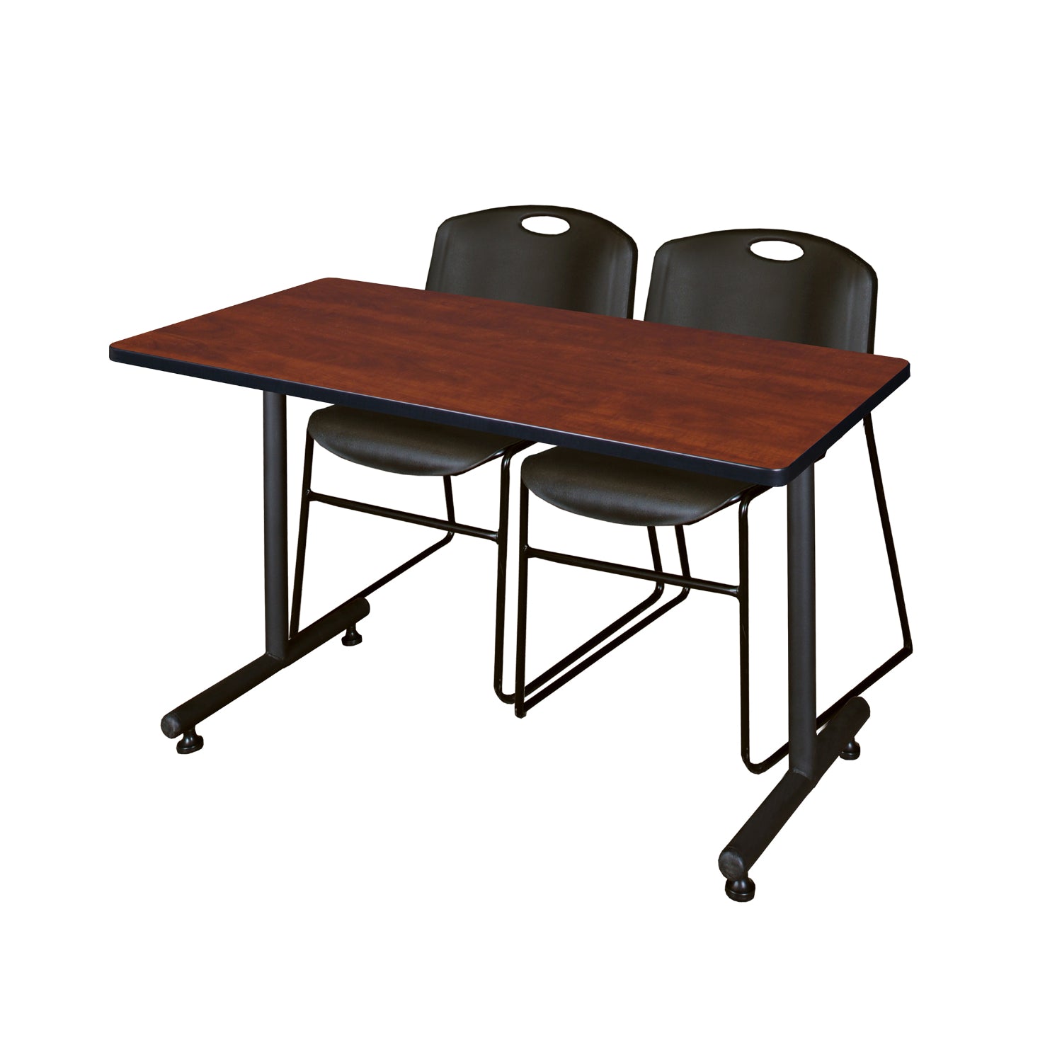 Kobe Training Table and Chair Package, Kobe 48" x 24" T-Base Training/Seminar Table with 2 Zeng Stack Chairs
