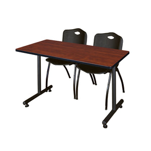 Kobe Training Table and Chair Package, Kobe 48" x 24" T-Base Training/Seminar Table with 2 "M" Stack Chairs