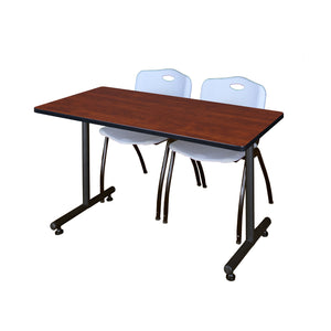 Kobe Training Table and Chair Package, Kobe 48" x 24" T-Base Training/Seminar Table with 2 "M" Stack Chairs