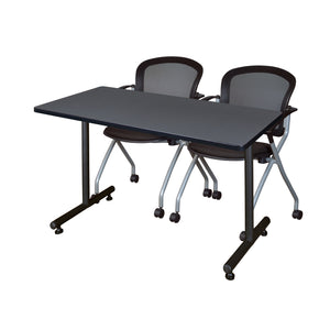 Kobe Training Table and Chair Package, Kobe 48" x 24" T-Base Training/Seminar Table with 2 Cadence Nesting Chairs