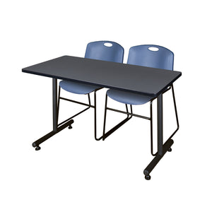 Kobe Training Table and Chair Package, Kobe 48" x 24" T-Base Training/Seminar Table with 2 Zeng Stack Chairs