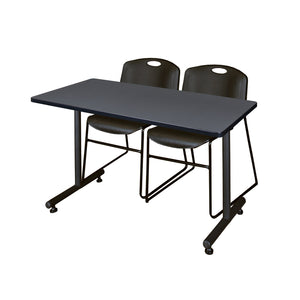 Kobe Training Table and Chair Package, Kobe 48" x 24" T-Base Training/Seminar Table with 2 Zeng Stack Chairs