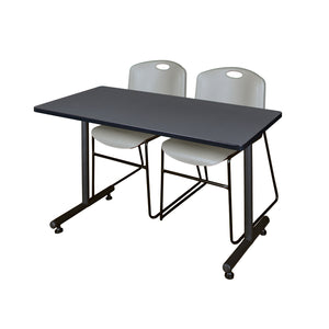 Kobe Training Table and Chair Package, Kobe 48" x 24" T-Base Training/Seminar Table with 2 Zeng Stack Chairs