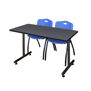 Kobe Training Table and Chair Package, Kobe 48" x 24" T-Base Training/Seminar Table with 2 "M" Stack Chairs