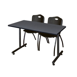 Kobe Training Table and Chair Package, Kobe 48" x 24" T-Base Training/Seminar Table with 2 "M" Stack Chairs