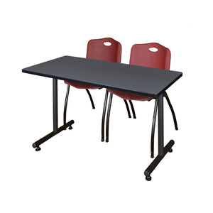 Kobe Training Table and Chair Package, Kobe 48" x 24" T-Base Training/Seminar Table with 2 "M" Stack Chairs