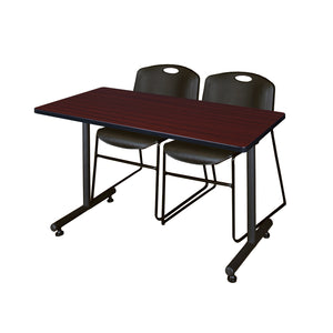 Kobe Training Table and Chair Package, Kobe 48" x 24" T-Base Training/Seminar Table with 2 Zeng Stack Chairs