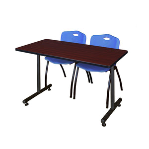 Kobe Training Table and Chair Package, Kobe 48" x 24" T-Base Training/Seminar Table with 2 "M" Stack Chairs