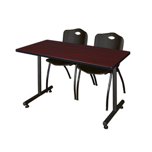 Kobe Training Table and Chair Package, Kobe 48" x 24" T-Base Training/Seminar Table with 2 "M" Stack Chairs