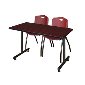 Kobe Training Table and Chair Package, Kobe 48" x 24" T-Base Training/Seminar Table with 2 "M" Stack Chairs