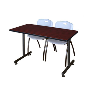 Kobe Training Table and Chair Package, Kobe 48" x 24" T-Base Training/Seminar Table with 2 "M" Stack Chairs