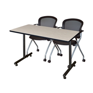 Kobe Training Table and Chair Package, Kobe 48" x 24" T-Base Training/Seminar Table with 2 Cadence Nesting Chairs