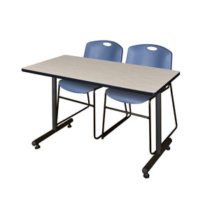 Kobe Training Table and Chair Package, Kobe 48" x 24" T-Base Training/Seminar Table with 2 Zeng Stack Chairs