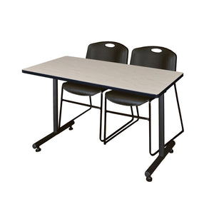 Kobe Training Table and Chair Package, Kobe 48" x 24" T-Base Training/Seminar Table with 2 Zeng Stack Chairs