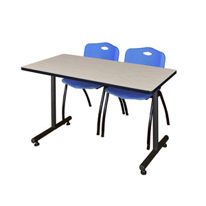 Kobe Training Table and Chair Package, Kobe 48" x 24" T-Base Training/Seminar Table with 2 "M" Stack Chairs