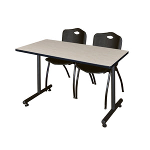 Kobe Training Table and Chair Package, Kobe 48" x 24" T-Base Training/Seminar Table with 2 "M" Stack Chairs