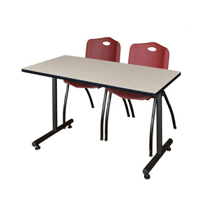 Kobe Training Table and Chair Package, Kobe 48" x 24" T-Base Training/Seminar Table with 2 "M" Stack Chairs