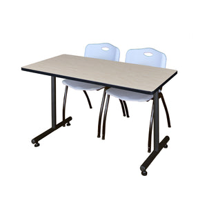 Kobe Training Table and Chair Package, Kobe 48" x 24" T-Base Training/Seminar Table with 2 "M" Stack Chairs