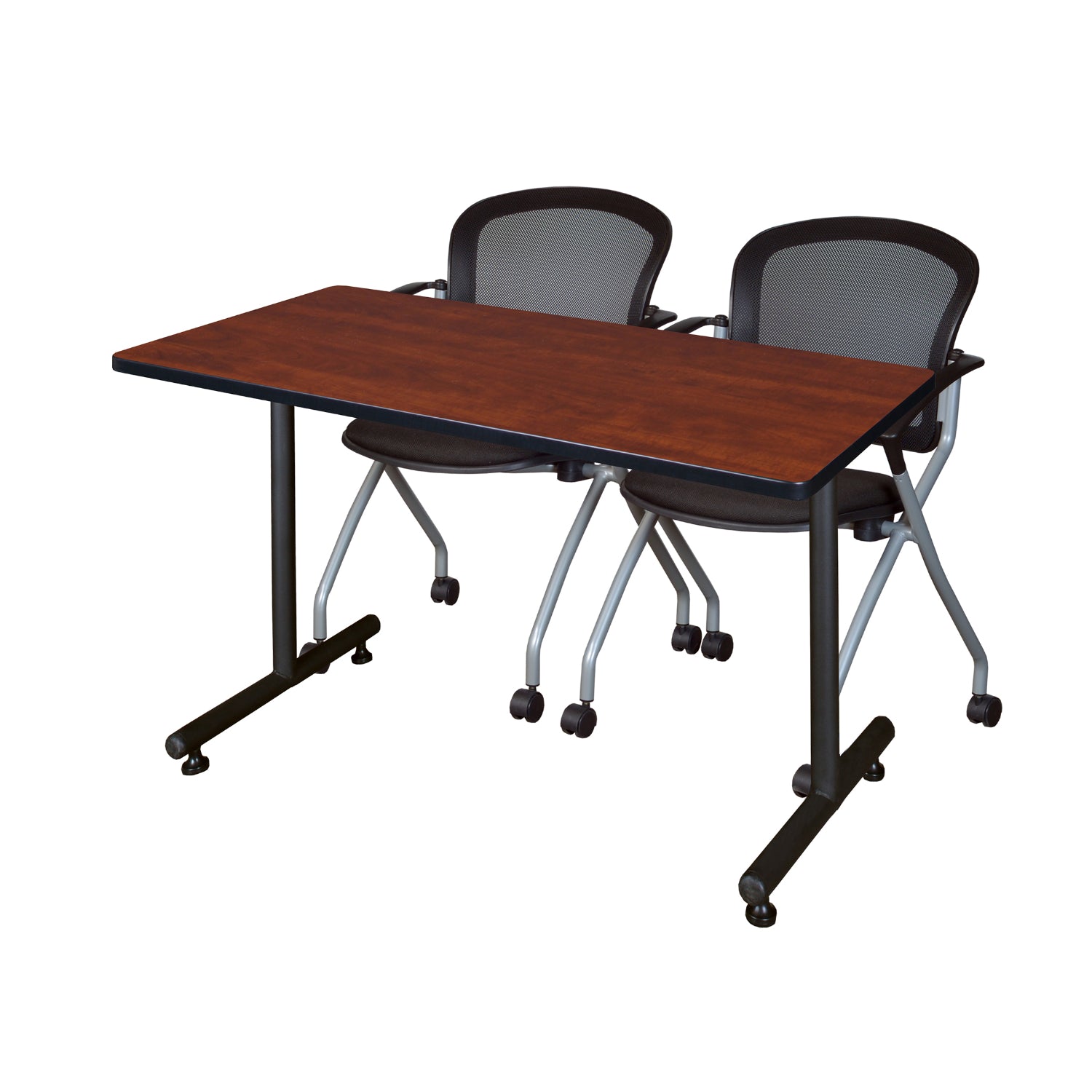 Kobe Training Table and Chair Package, Kobe 48" x 30" T-Base Training/Seminar Table with 2 Cadence Nesting Chairs