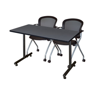 Kobe Training Table and Chair Package, Kobe 48" x 30" T-Base Training/Seminar Table with 2 Cadence Nesting Chairs