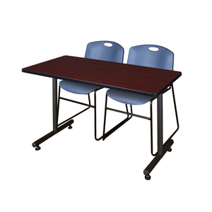 Kobe Training Table and Chair Package, Kobe 48" x 30" T-Base Training/Seminar Table with 2 Zeng Stack Chairs