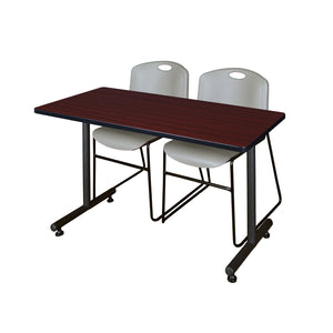 Kobe Training Table and Chair Package, Kobe 48" x 30" T-Base Training/Seminar Table with 2 Zeng Stack Chairs