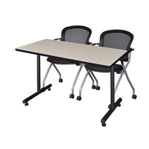 Kobe Training Table and Chair Package, Kobe 48" x 30" T-Base Training/Seminar Table with 2 Cadence Nesting Chairs