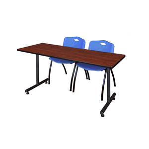 Kobe Training Table and Chair Package, Kobe 60" x 24" T-Base Training/Seminar Table with 2 "M" Stack Chairs