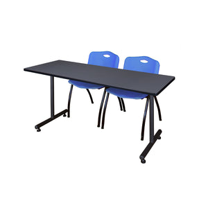 Kobe Training Table and Chair Package, Kobe 60" x 24" T-Base Training/Seminar Table with 2 "M" Stack Chairs