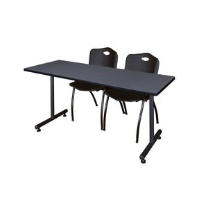 Kobe Training Table and Chair Package, Kobe 60" x 24" T-Base Training/Seminar Table with 2 "M" Stack Chairs