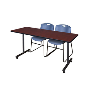 Kobe Training Table and Chair Package, Kobe 60" x 24" T-Base Training/Seminar Table with 2 Zeng Stack Chairs