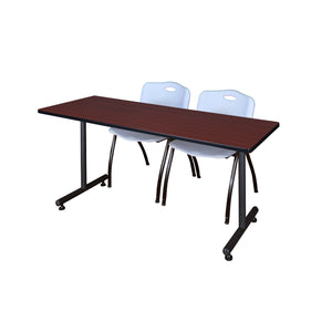 Kobe Training Table and Chair Package, Kobe 60" x 24" T-Base Training/Seminar Table with 2 "M" Stack Chairs