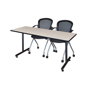 Kobe Training Table and Chair Package, Kobe 60" x 24" T-Base Training/Seminar Table with 2 Cadence Nesting Chairs