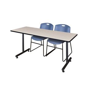 Kobe Training Table and Chair Package, Kobe 60" x 24" T-Base Training/Seminar Table with 2 Zeng Stack Chairs