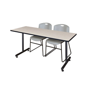 Kobe Training Table and Chair Package, Kobe 60" x 24" T-Base Training/Seminar Table with 2 Zeng Stack Chairs