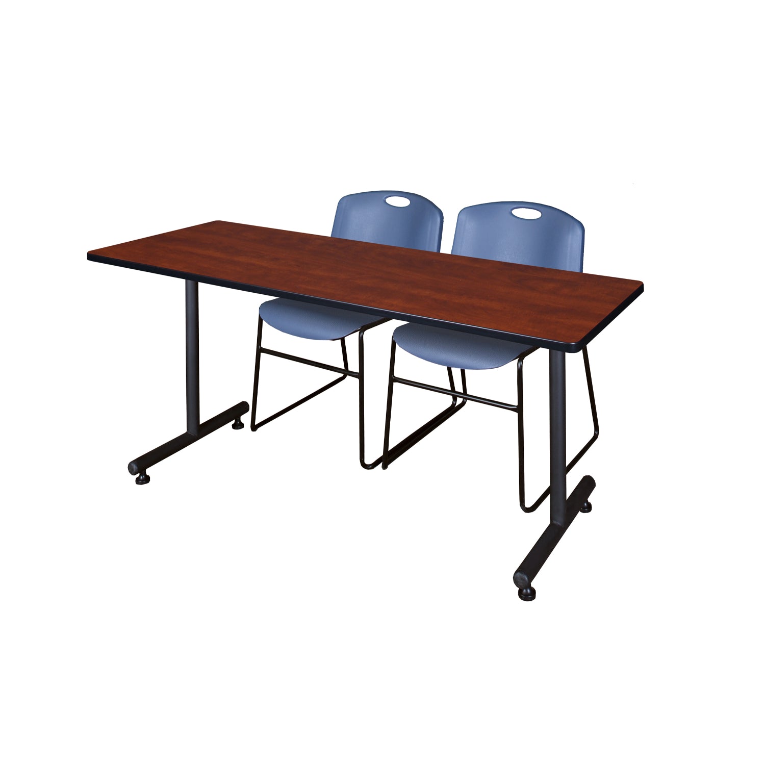 Kobe Training Table and Chair Package, Kobe 60" x 30" T-Base Training/Seminar Table with 2 Zeng Stack Chairs