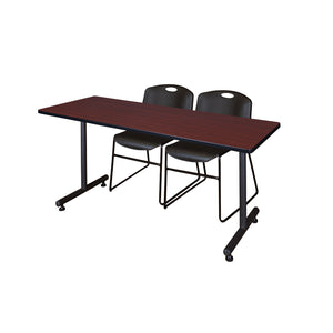 Kobe Training Table and Chair Package, Kobe 60" x 30" T-Base Training/Seminar Table with 2 Zeng Stack Chairs