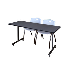 Kobe Training Table and Chair Package, Kobe 66" x 24" T-Base Training/Seminar Table with 2 "M" Stack Chairs