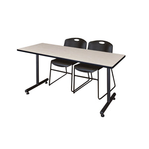 Kobe Training Table and Chair Package, Kobe 66" x 24" T-Base Training/Seminar Table with 2 Zeng Stack Chairs