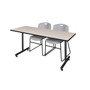 Kobe Training Table and Chair Package, Kobe 66" x 30" T-Base Training/Seminar Table with 2 Zeng Stack Chairs