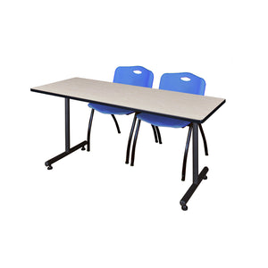 Kobe Training Table and Chair Package, Kobe 72" x 24" T-Base Training/Seminar Table with 2 "M" Stack Chairs